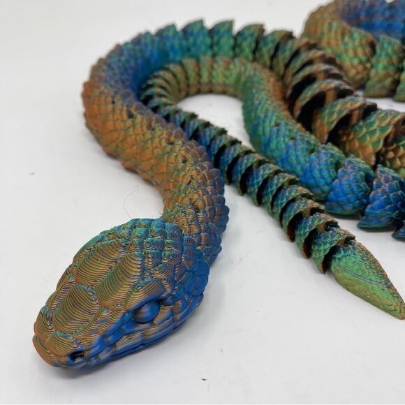 Stunning 3D Printed Articulating Snakes 5 Feet Long Décor Gift or Education 60" - Picture 4 of 7